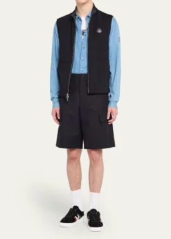 MonclerMen's Full-Zip Leather-Emblem Vest
