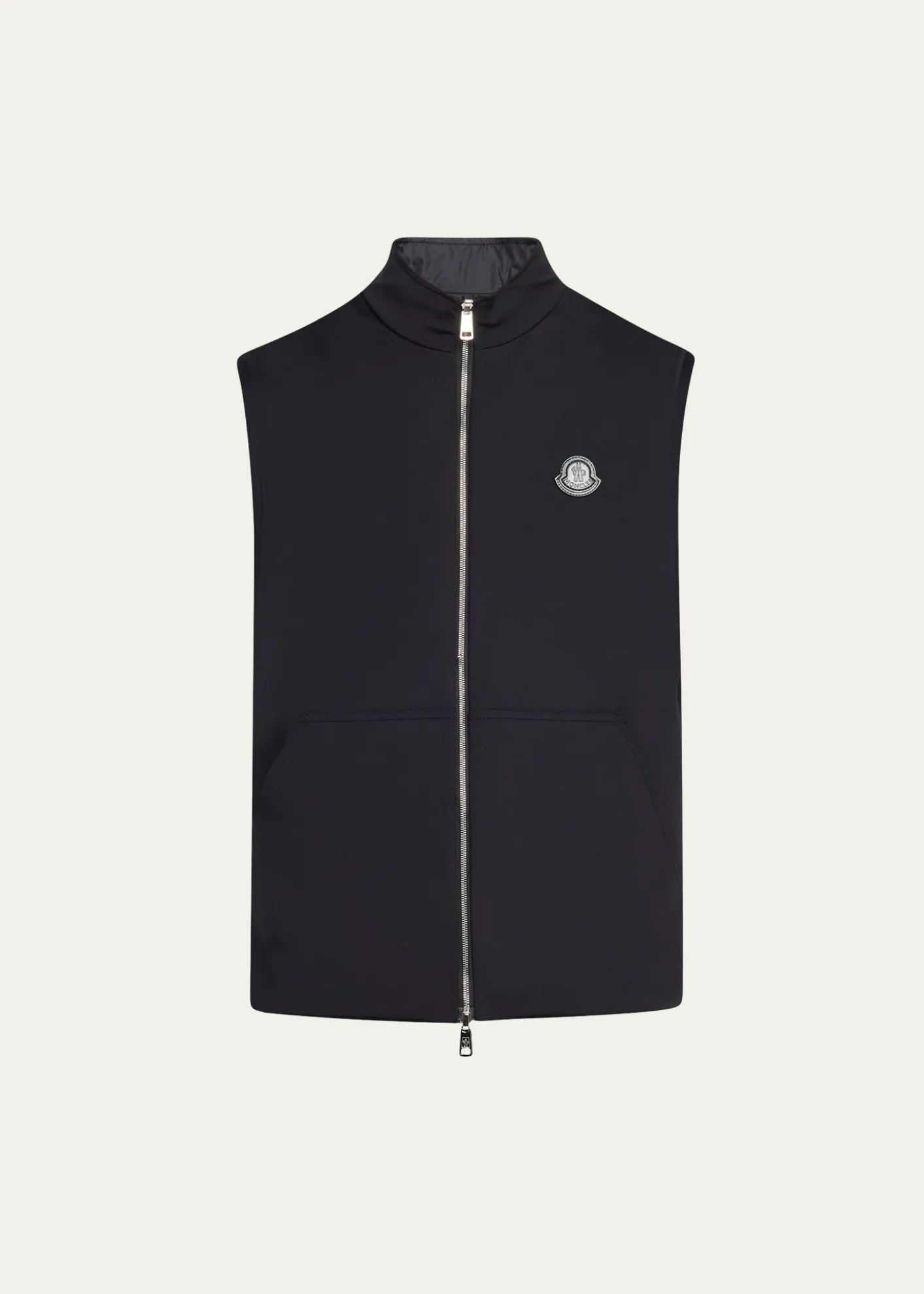MonclerMen's Full-Zip Leather-Emblem Vest