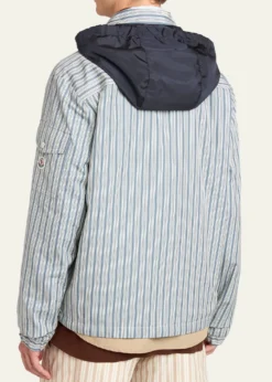 MonclerMen's Havas Stripe Full-Zip Hooded Shirt Jacket