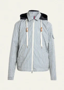 MonclerMen's Havas Stripe Full-Zip Hooded Shirt Jacket
