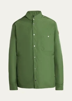 MonclerMen's Lascax Polyester Shirt Jacket with Leather Logo
