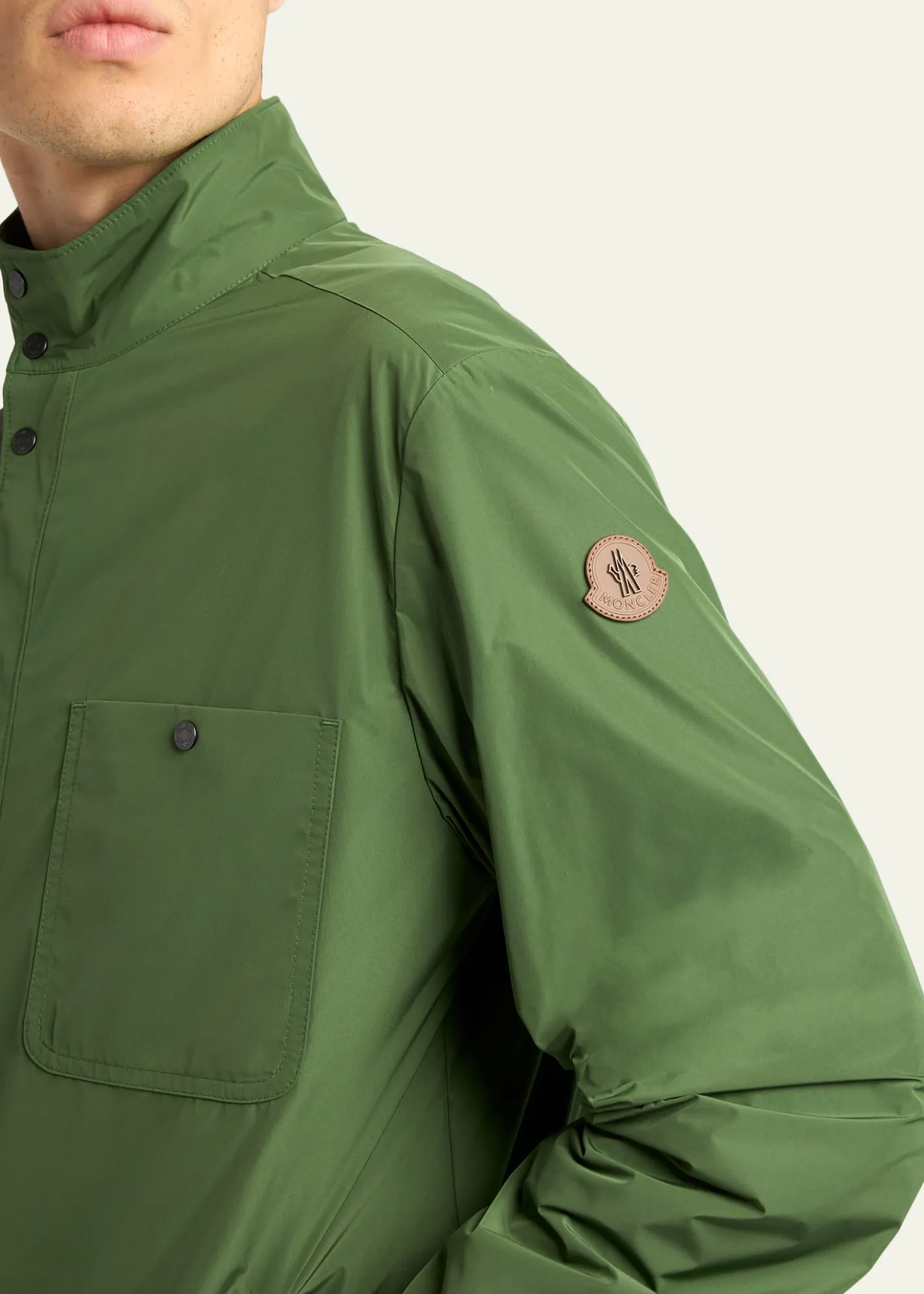 MonclerMen's Lascax Polyester Shirt Jacket with Leather Logo
