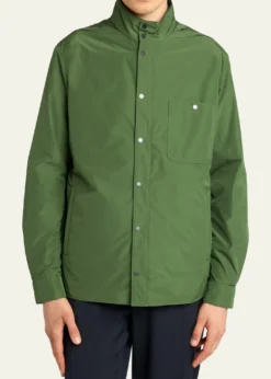 MonclerMen's Lascax Polyester Shirt Jacket with Leather Logo