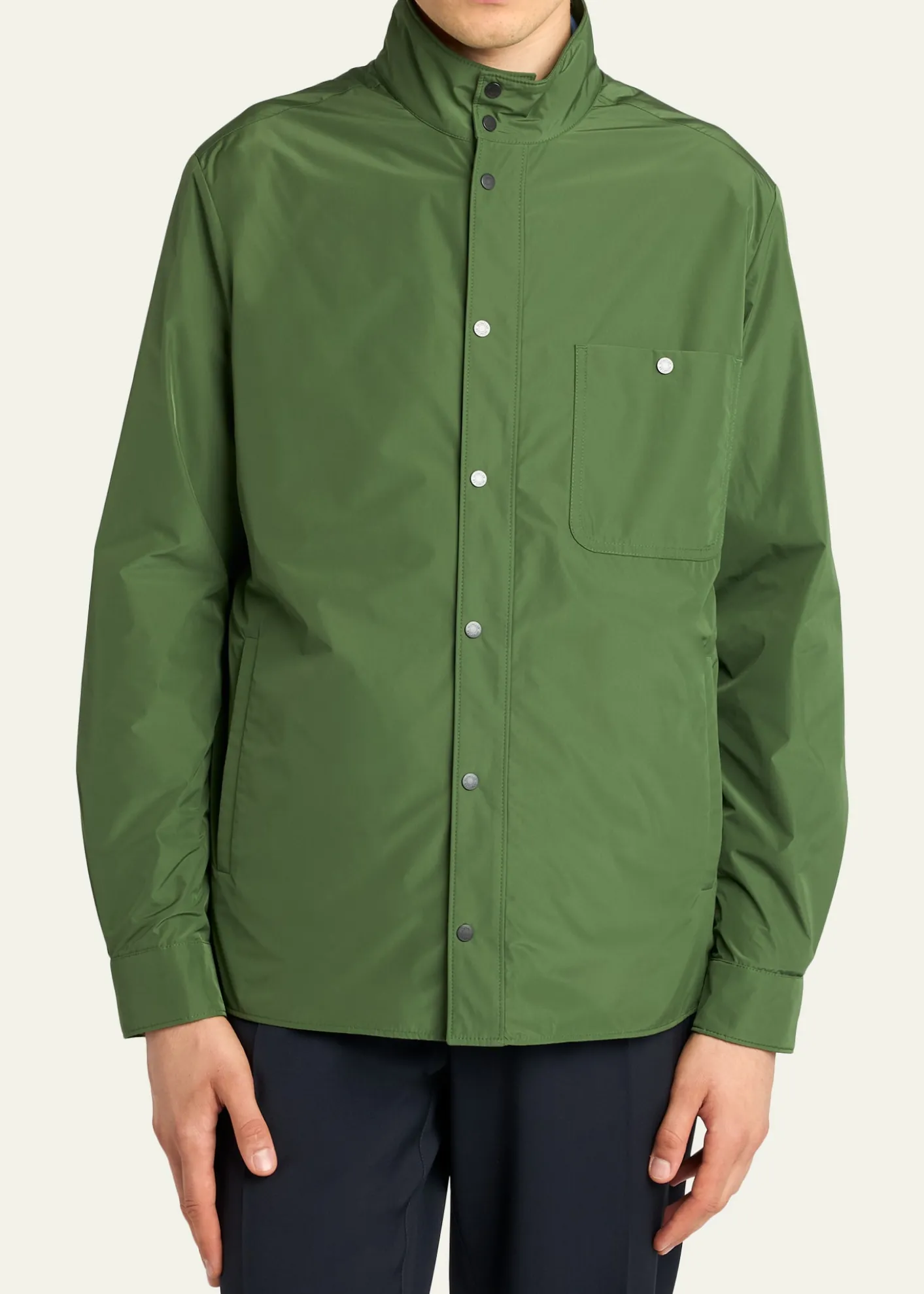 MonclerMen's Lascax Polyester Shirt Jacket with Leather Logo