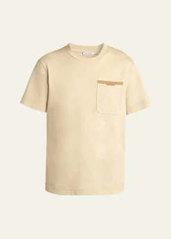 MonclerMen's Leather-Trim Pocket Cotton T-Shirt
