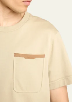 MonclerMen's Leather-Trim Pocket Cotton T-Shirt