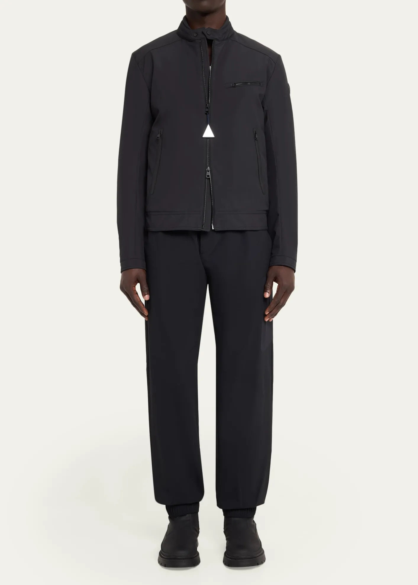MonclerMen's Matte Band Collar Full-Zip Jacket