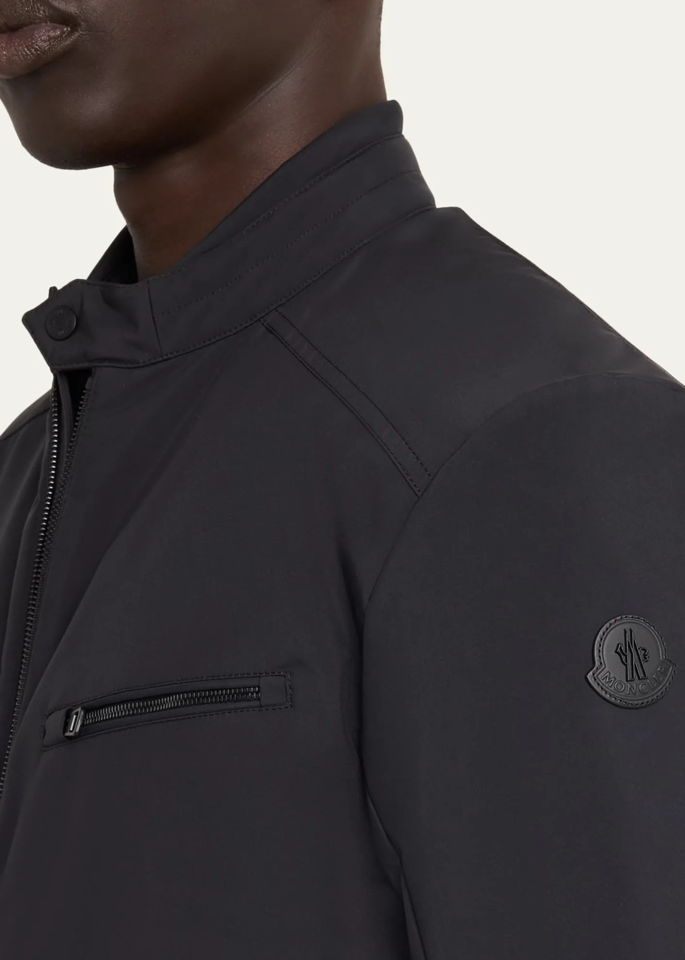 MonclerMen's Matte Band Collar Full-Zip Jacket