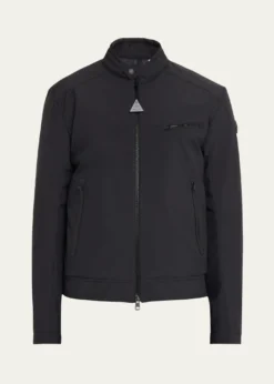 MonclerMen's Matte Band Collar Full-Zip Jacket