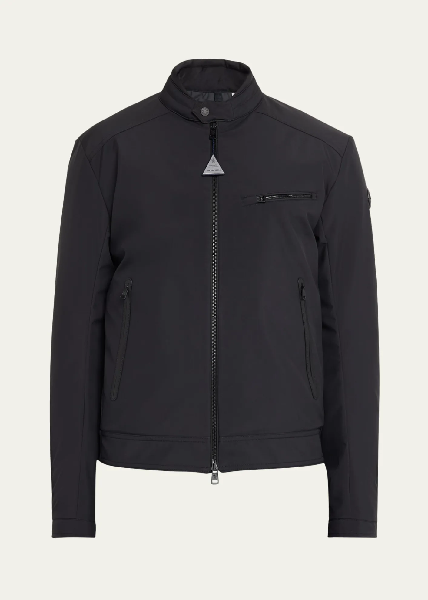 MonclerMen's Matte Band Collar Full-Zip Jacket