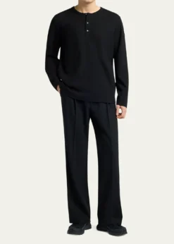 MonclerMen's Matte Black Belted Twill Trousers