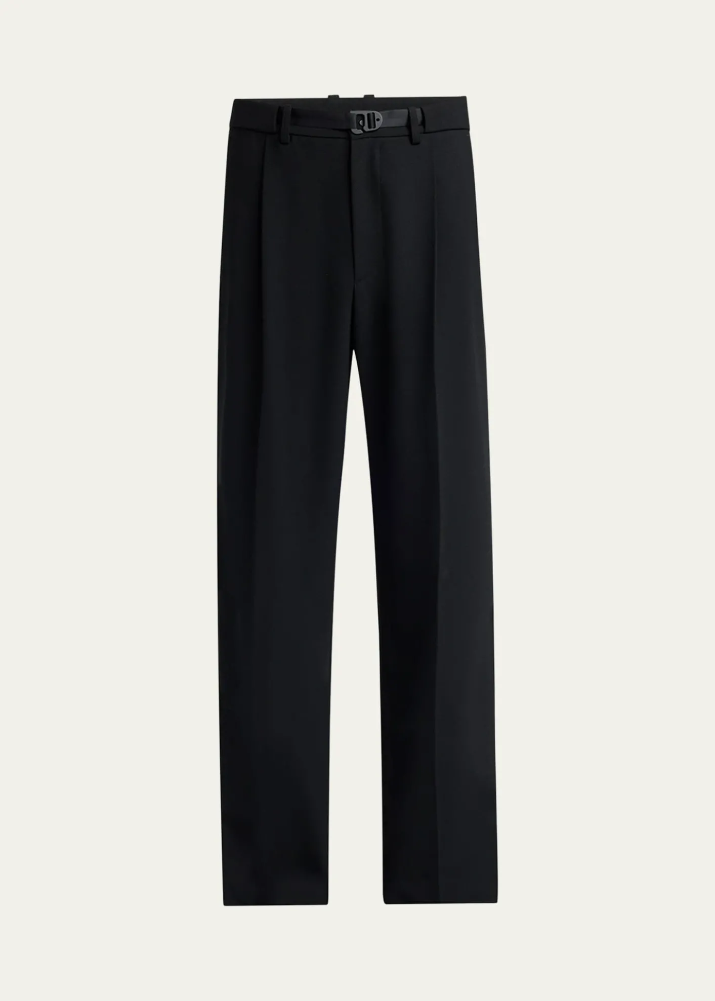 MonclerMen's Matte Black Belted Twill Trousers