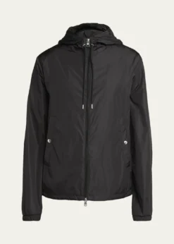 MonclerMen's Nylon Hooded Grosgrain-Trim Full-Zip Jacket