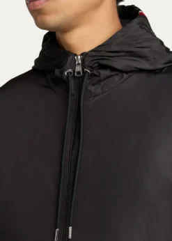 MonclerMen's Nylon Hooded Grosgrain-Trim Full-Zip Jacket