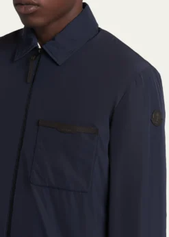 MonclerMen's Nylon Leather-Trim Full-Zip Shirt Jacket
