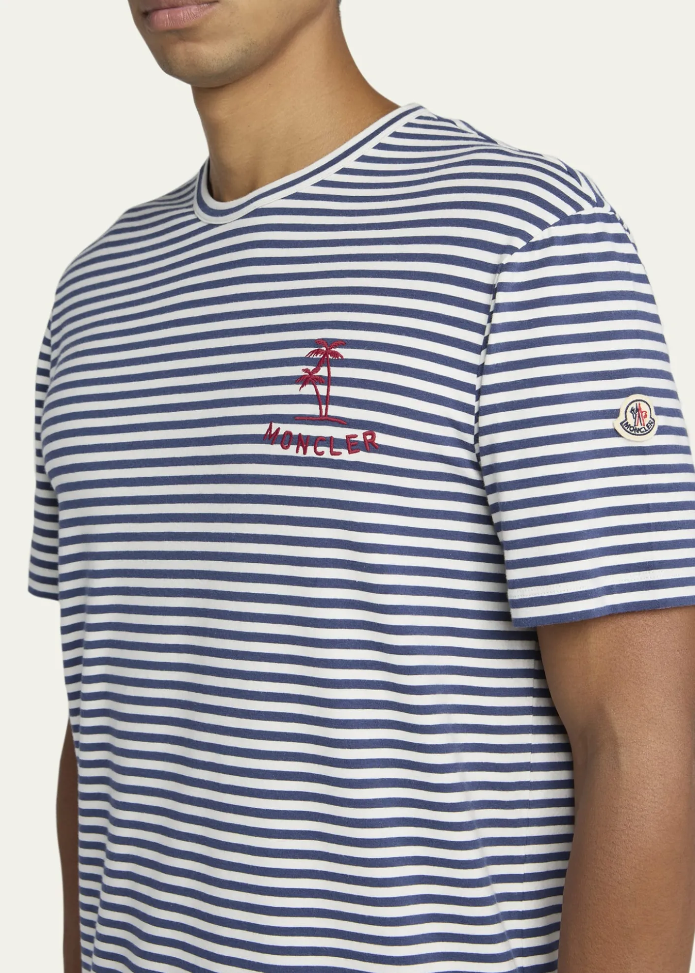 MonclerMen's Palm Logo Striped Short-Sleeve T-Shirt