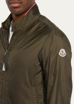 MonclerMen's Reppe Nylon Collar-Logo Full-Zip Jacket