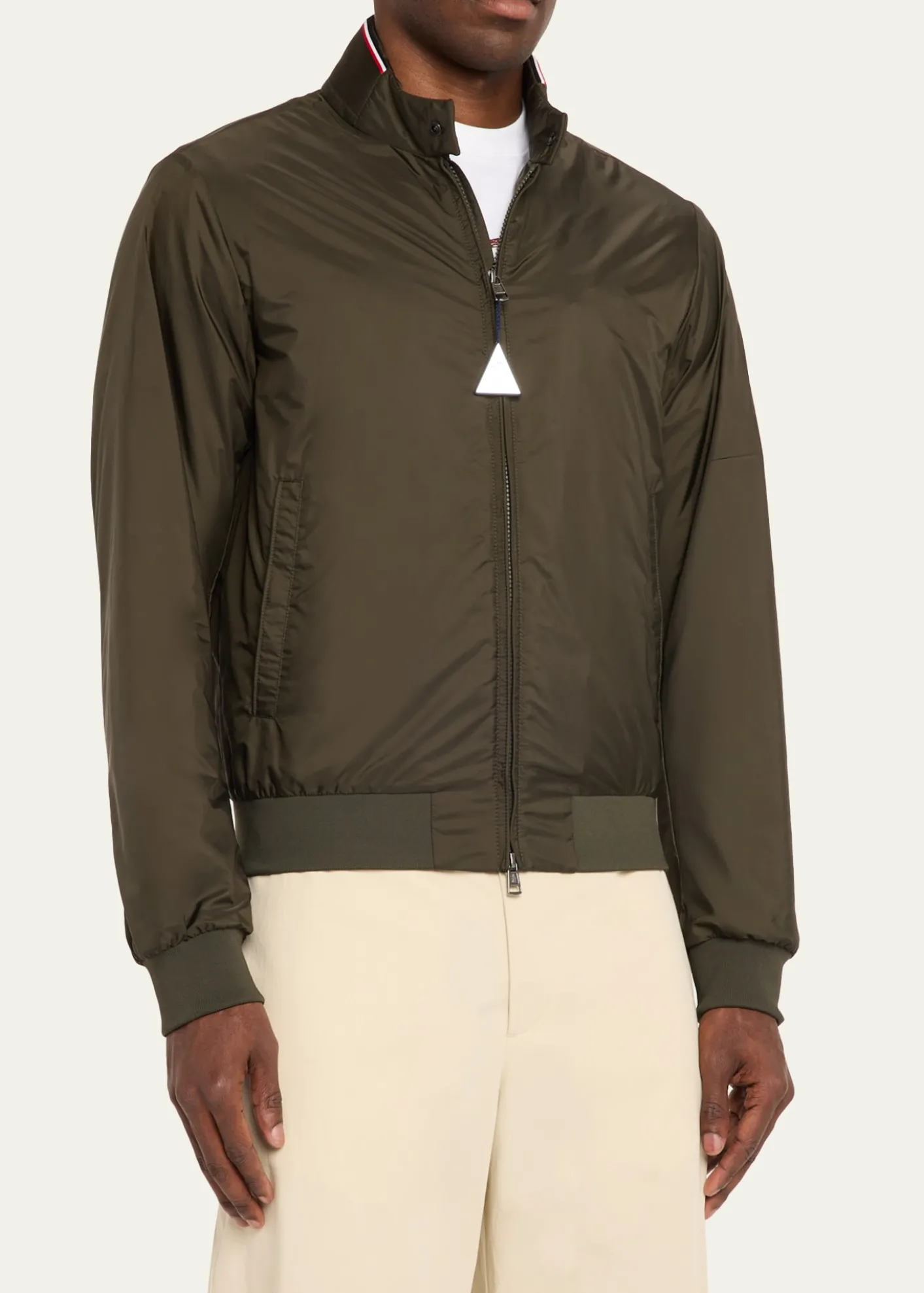 MonclerMen's Reppe Nylon Collar-Logo Full-Zip Jacket