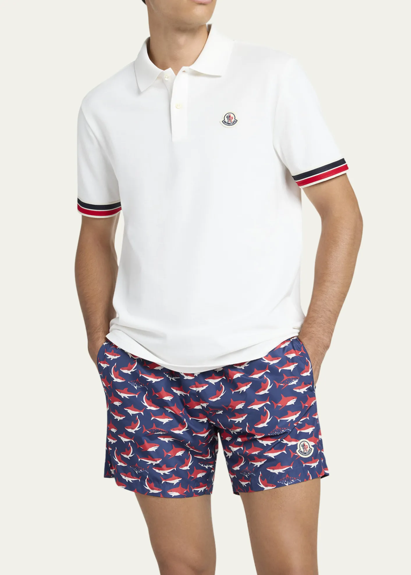 MonclerMen's Striped-Trim Pique Polo Shirt