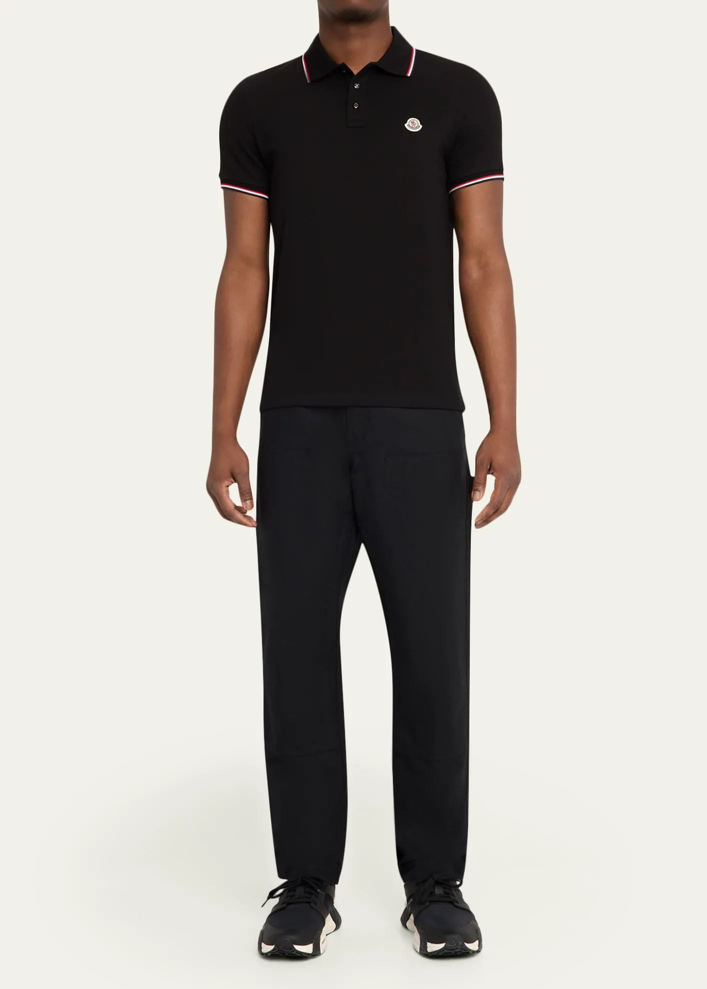 MonclerMen's Stripe-Trim Cotton Polo Shirt