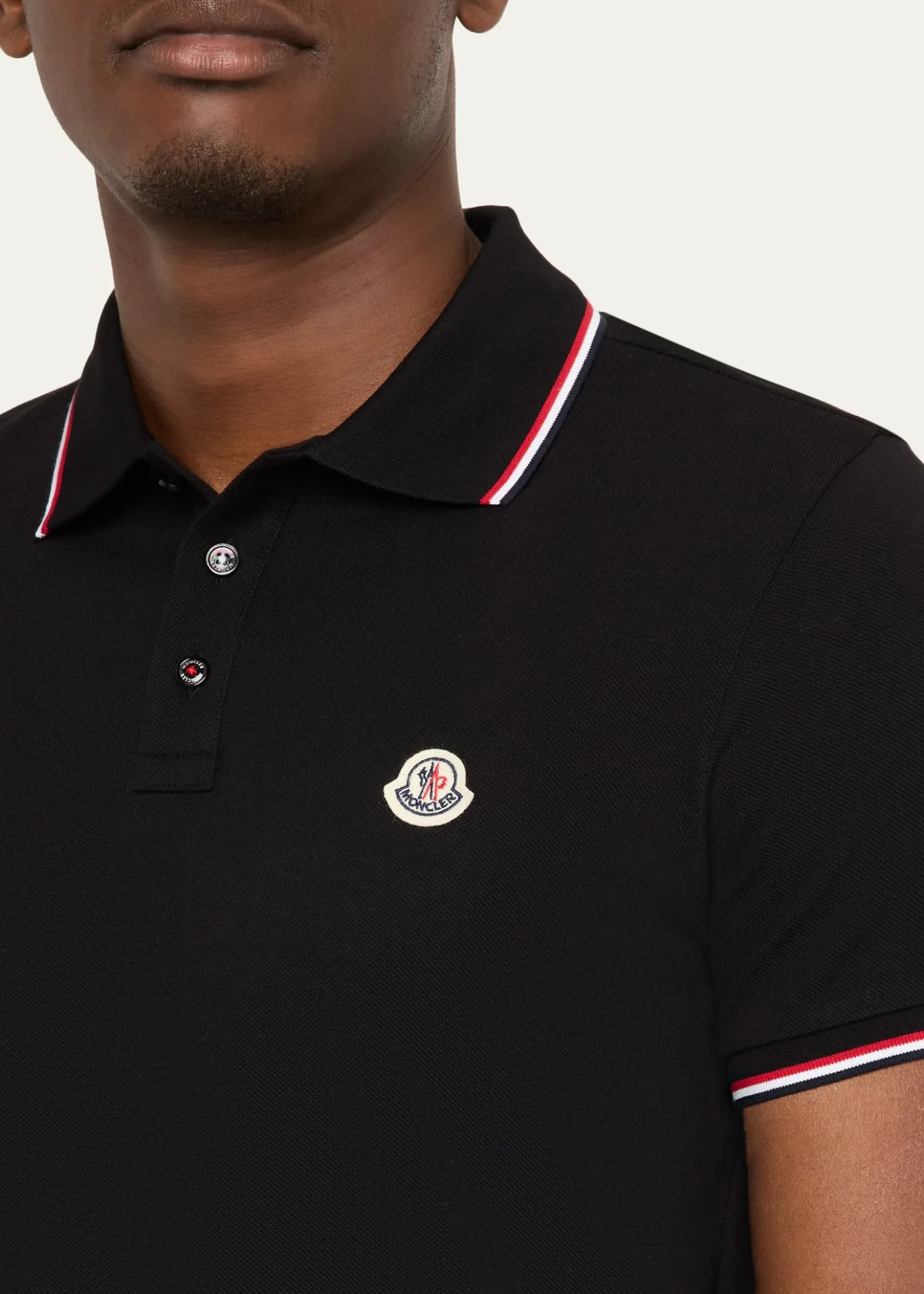 MonclerMen's Stripe-Trim Cotton Polo Shirt
