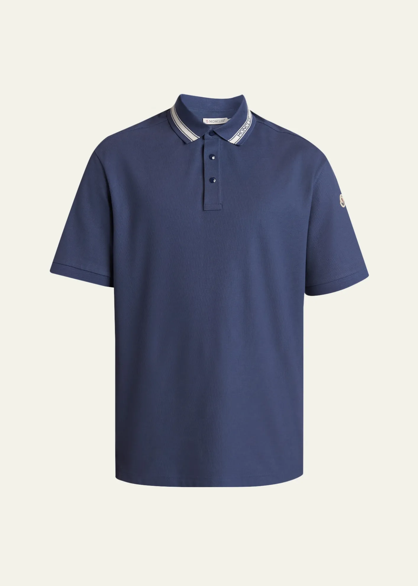 MonclerMen's Stripe-Trim Cotton Pique Polo Shirt