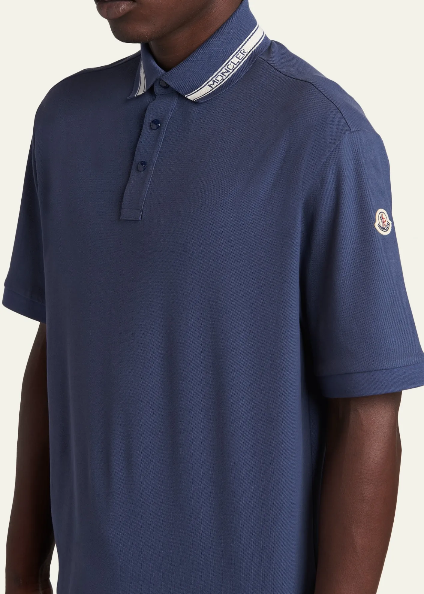 MonclerMen's Stripe-Trim Cotton Pique Polo Shirt
