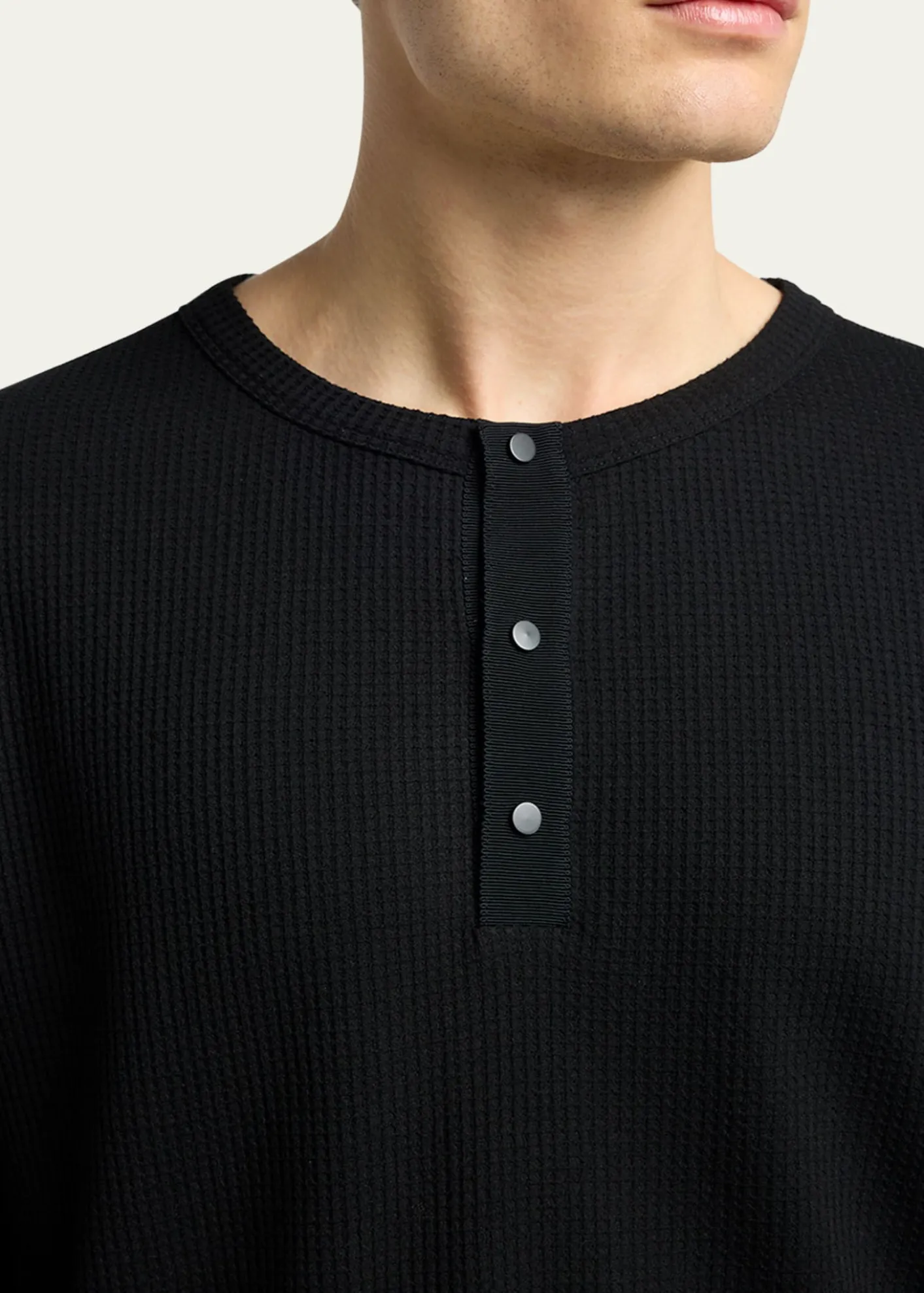 MonclerMen's Waffle Knit Long-Sleeve Henley T-Shirt