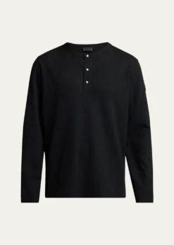 MonclerMen's Waffle Knit Long-Sleeve Henley T-Shirt