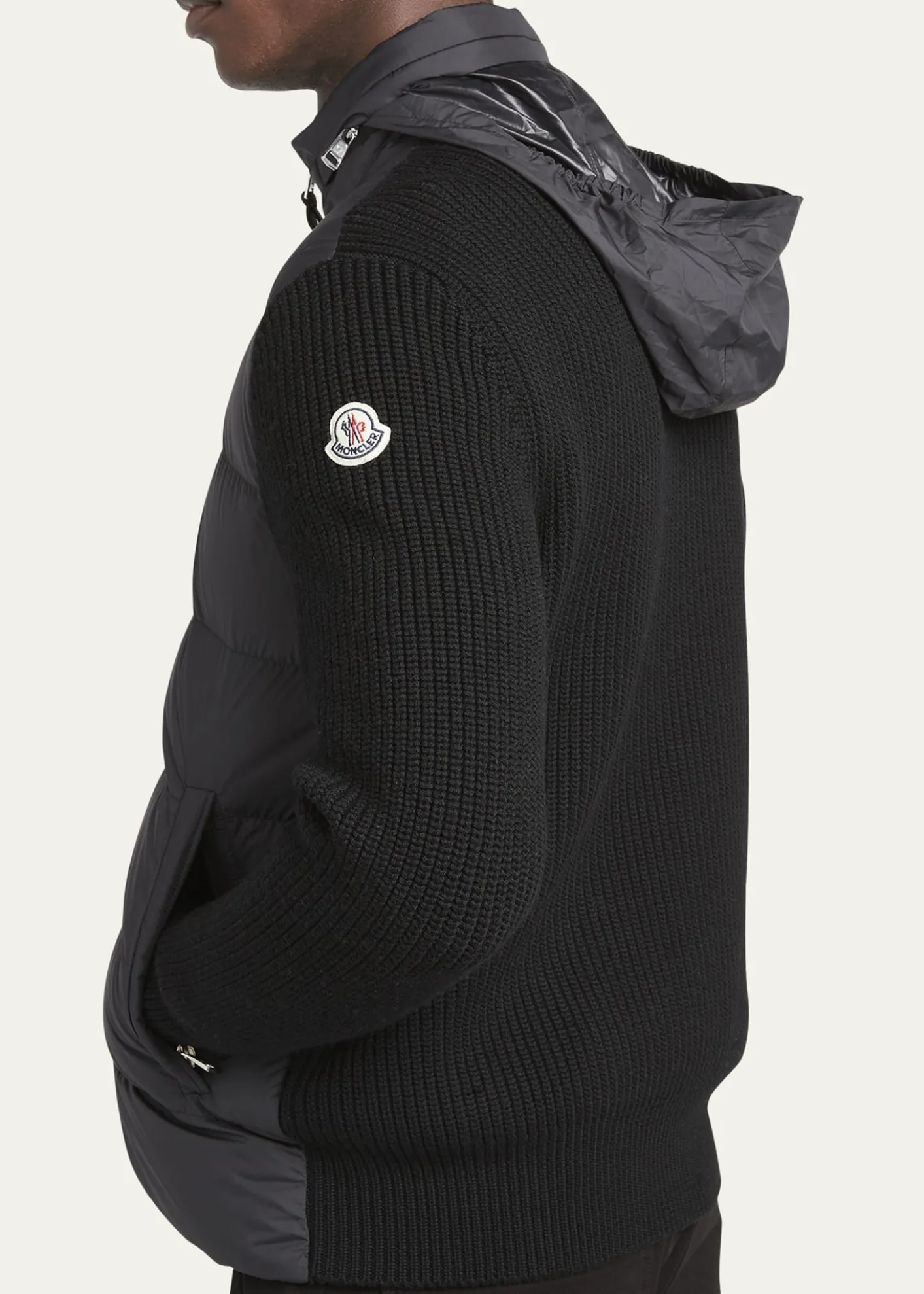 MonclerMen's Wool Knit Padded Jacket With Hood