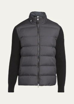 MonclerMen's Wool Knit Padded Jacket With Hood