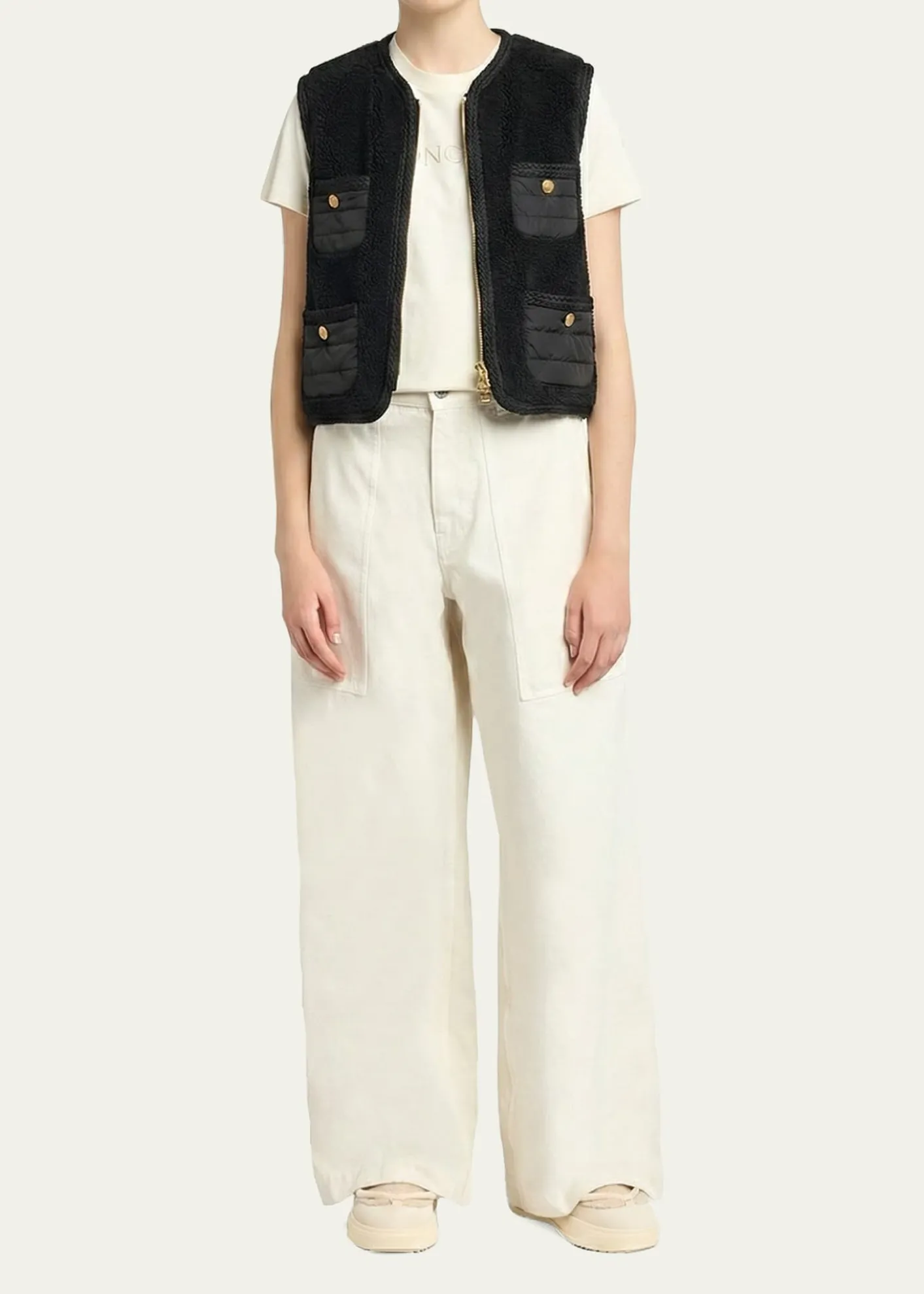 MonclerMimosas Braided Trim Teddy Down Vest