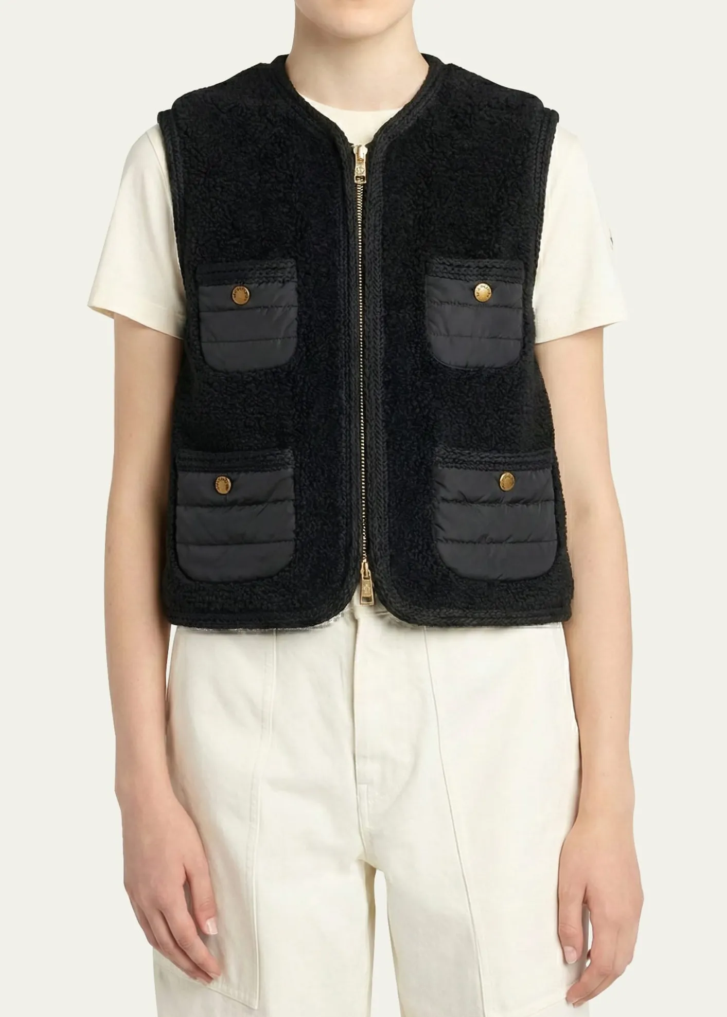 MonclerMimosas Braided Trim Teddy Down Vest