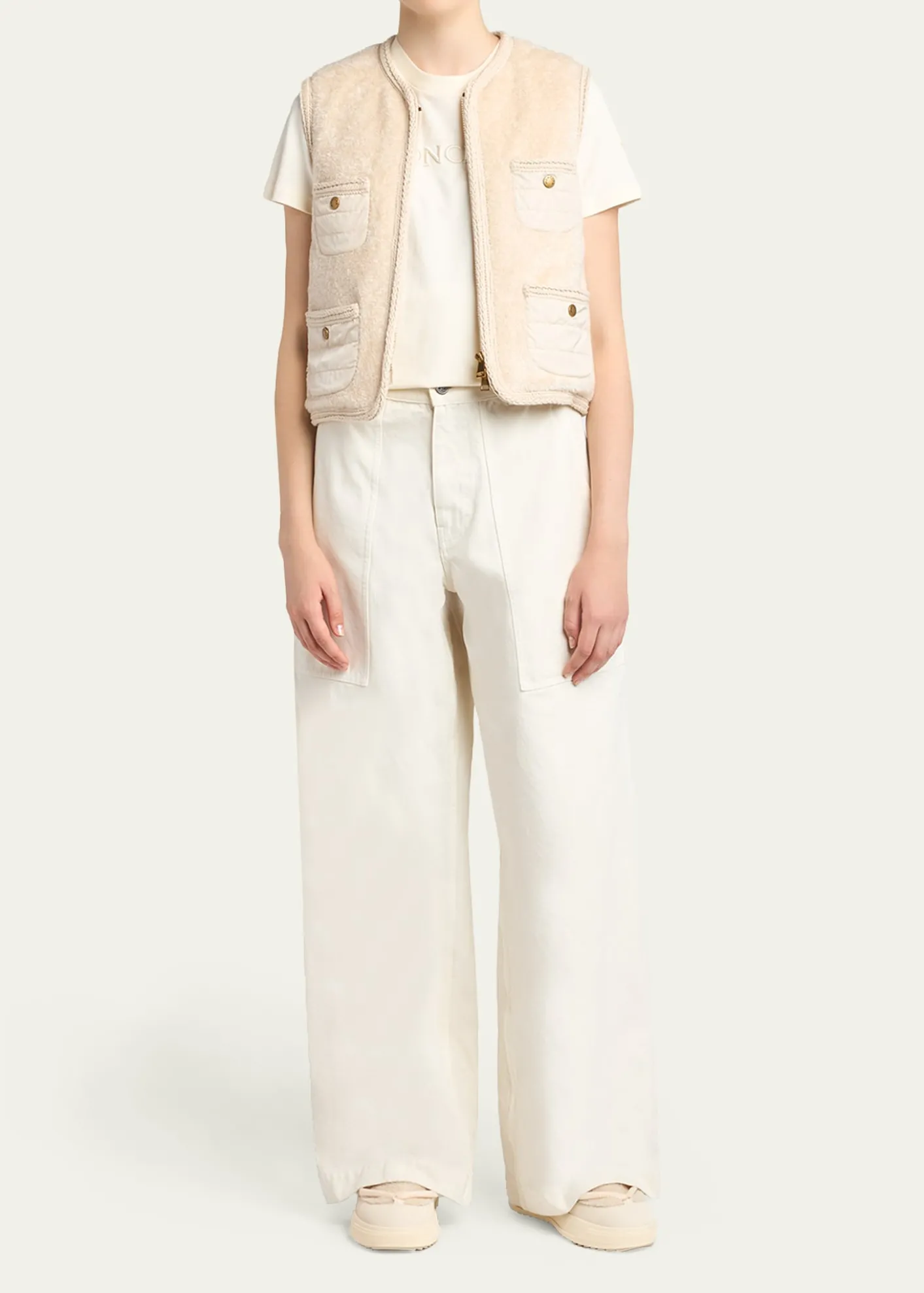 MonclerMimosas Braided Trim Teddy Down Vest