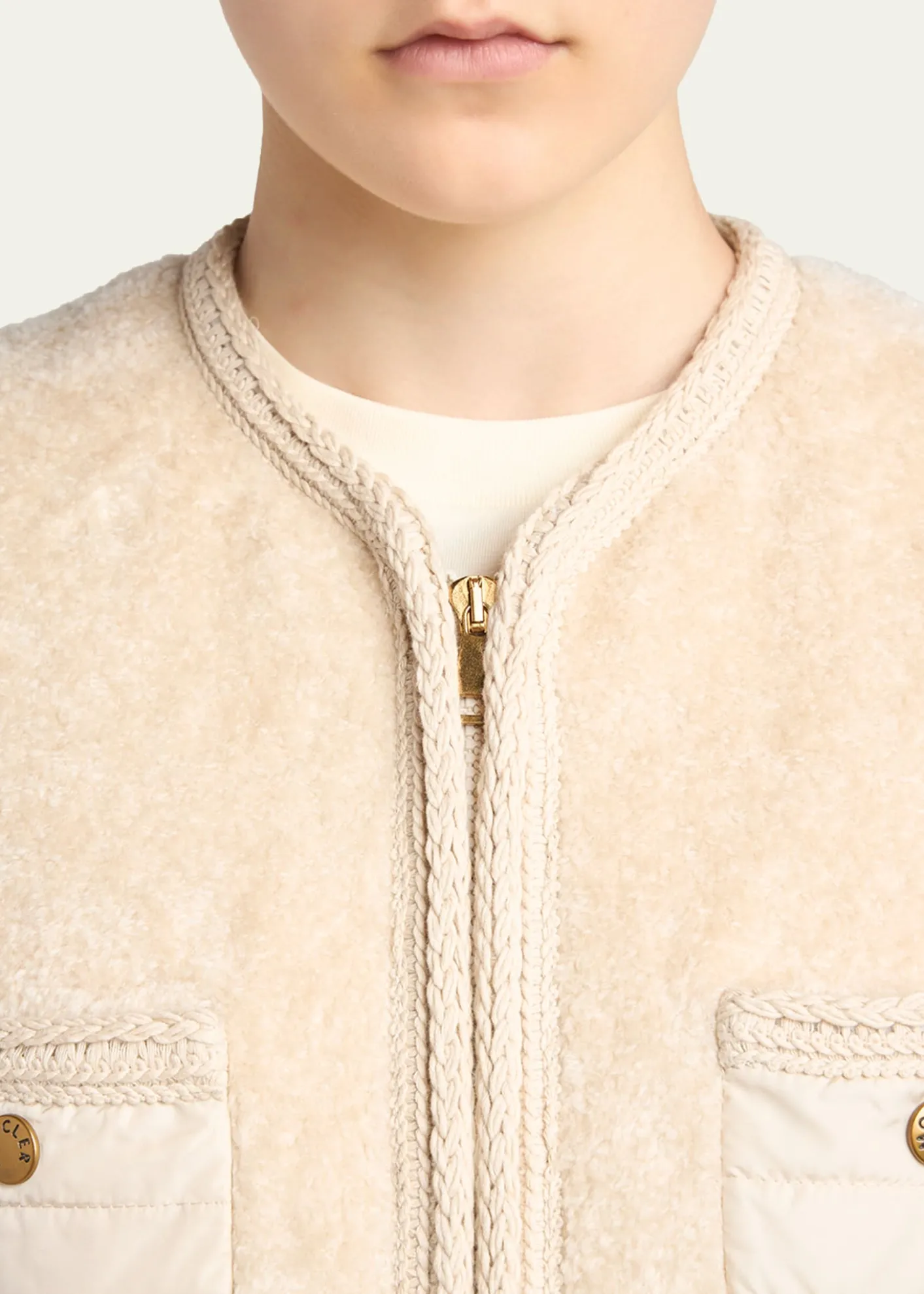 MonclerMimosas Braided Trim Teddy Down Vest
