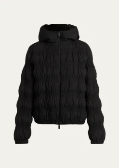 MonclerNoyer Gather-Quilted Hooded Short Down Jacket