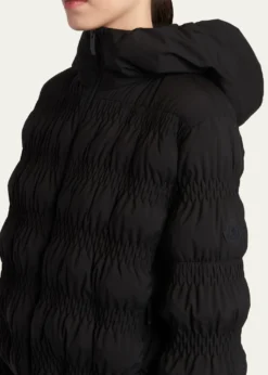 MonclerNoyer Gather-Quilted Hooded Short Down Jacket
