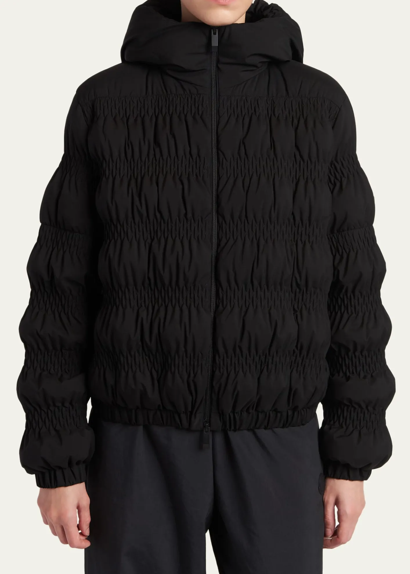 MonclerNoyer Gather-Quilted Hooded Short Down Jacket