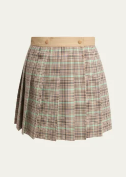 MonclerPleated Plaid Mini Skirt
