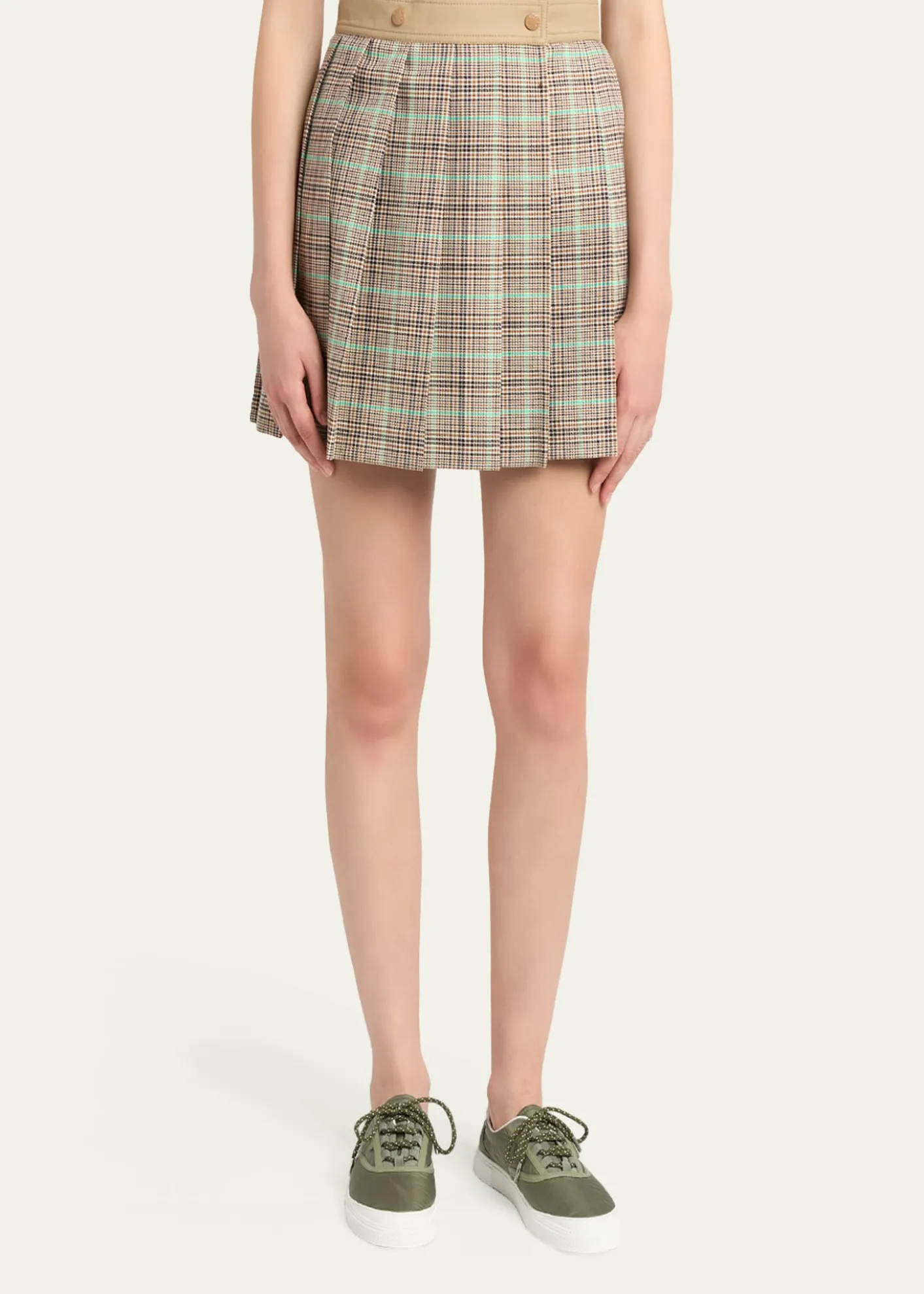 MonclerPleated Plaid Mini Skirt