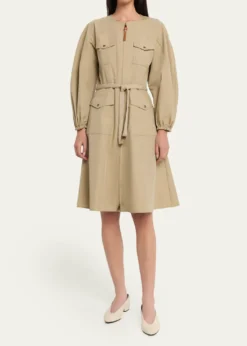 MonclerPleated Poplin Dress
