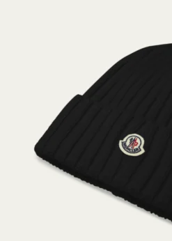 MonclerRibbed Wool Logo Beanie