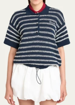 MonclerShort-Sleeve Cotton Terry Polo Top