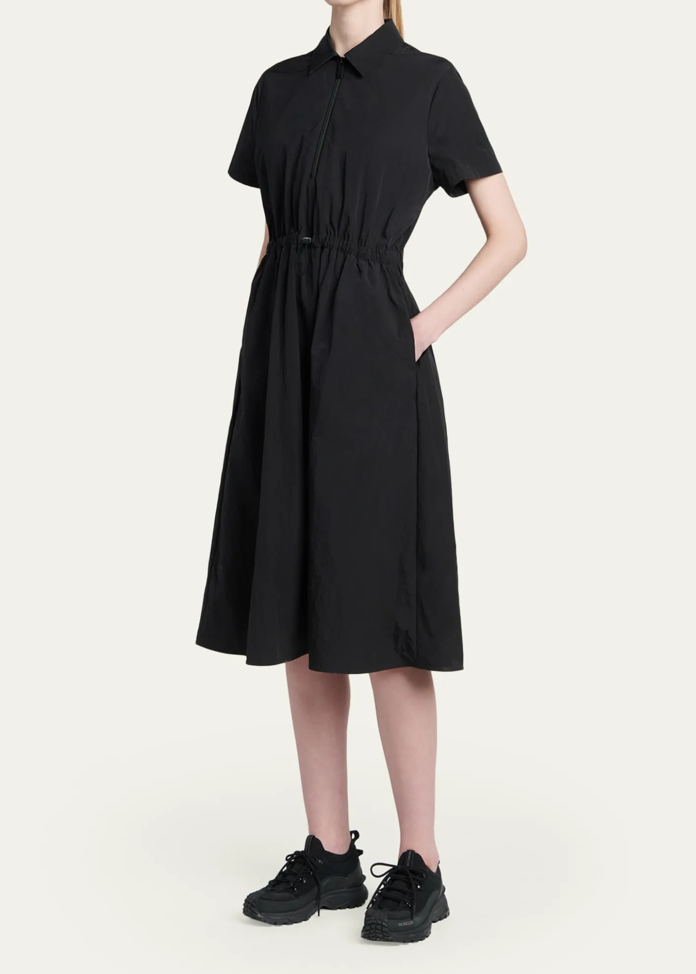 MonclerShort-Sleeve Nylon Midi Dress
