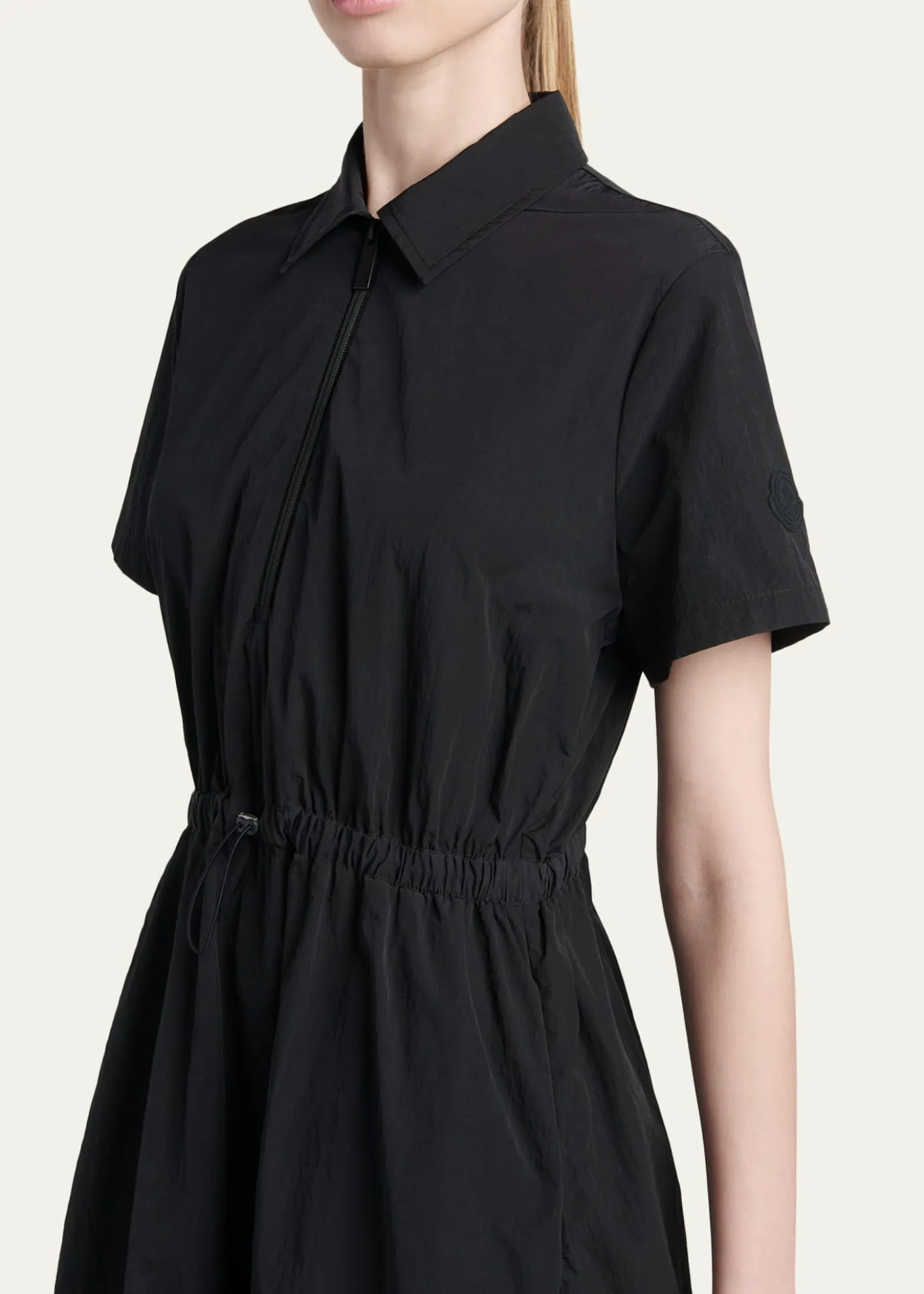 MonclerShort-Sleeve Nylon Midi Dress