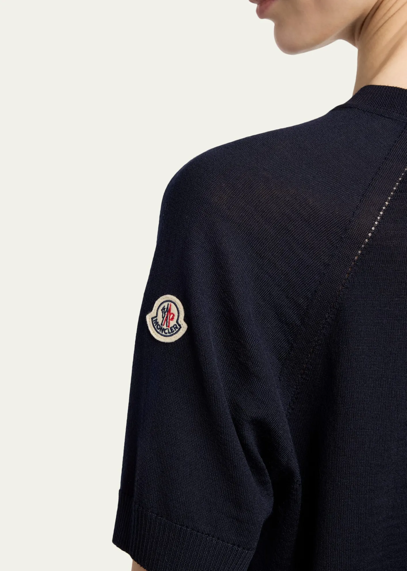 MonclerShort-Sleeve Wool Sweater