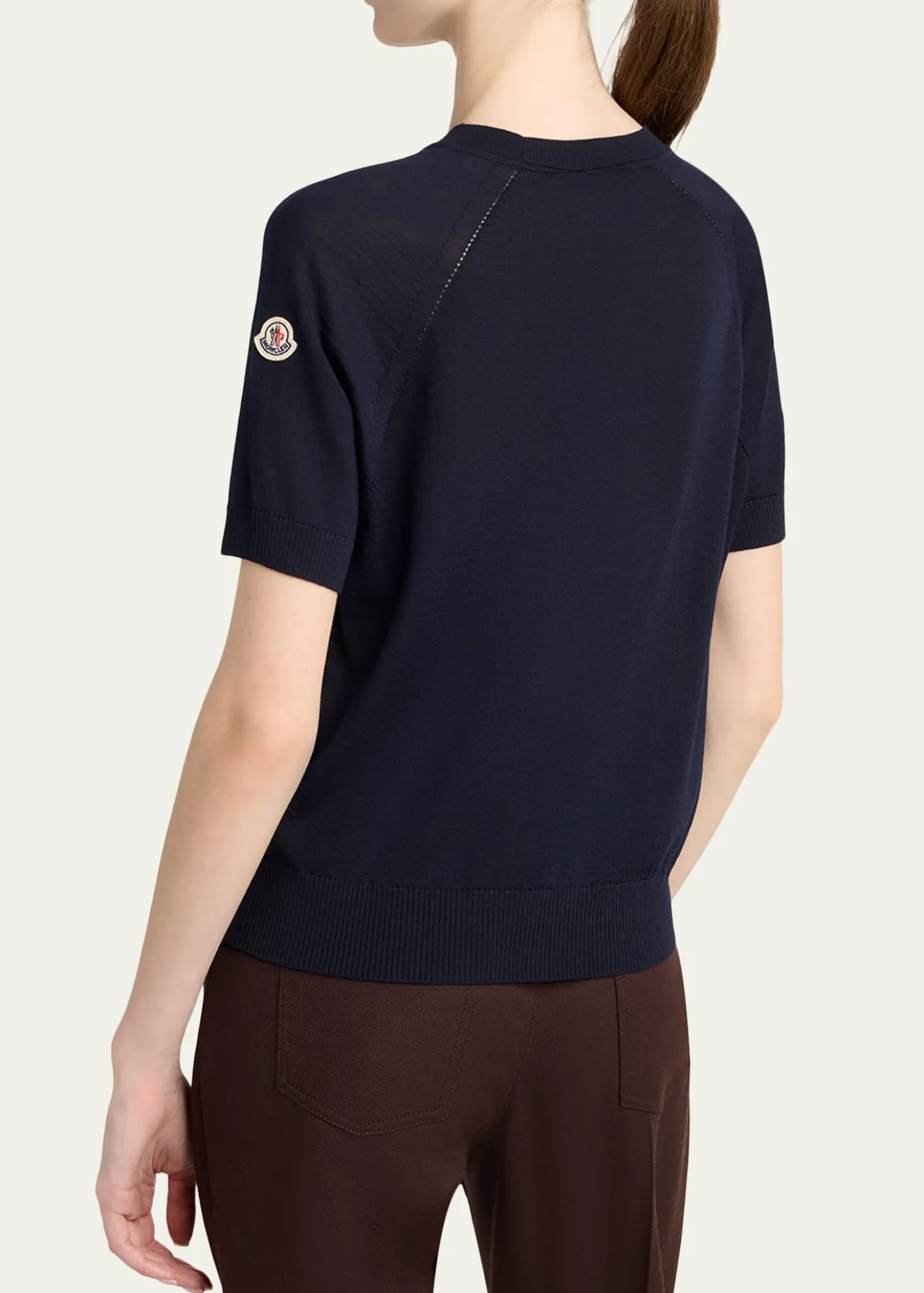 MonclerShort-Sleeve Wool Sweater
