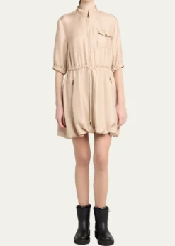 MonclerSilk Twill Mini Shirtdress
