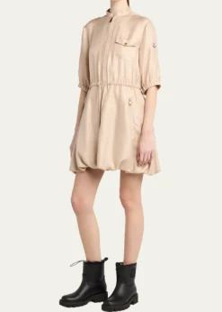 MonclerSilk Twill Mini Shirtdress