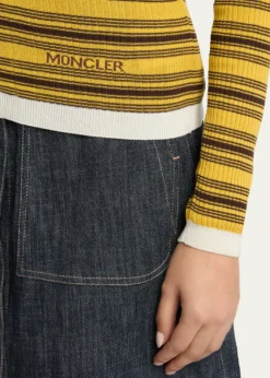 MonclerStripe Long-Sleeve Polo Cardigan
